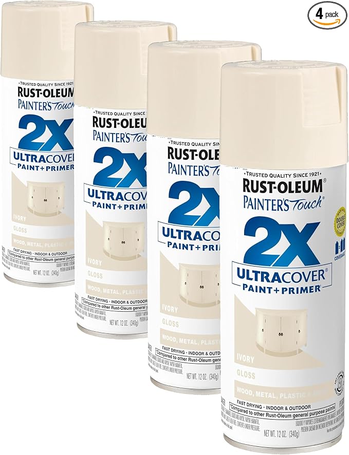 Rust-Oleum 334035 Painter's Touch 2X Ultra Cover Spray Paint, 12 oz, Gloss Ivory by Rust-Oleum