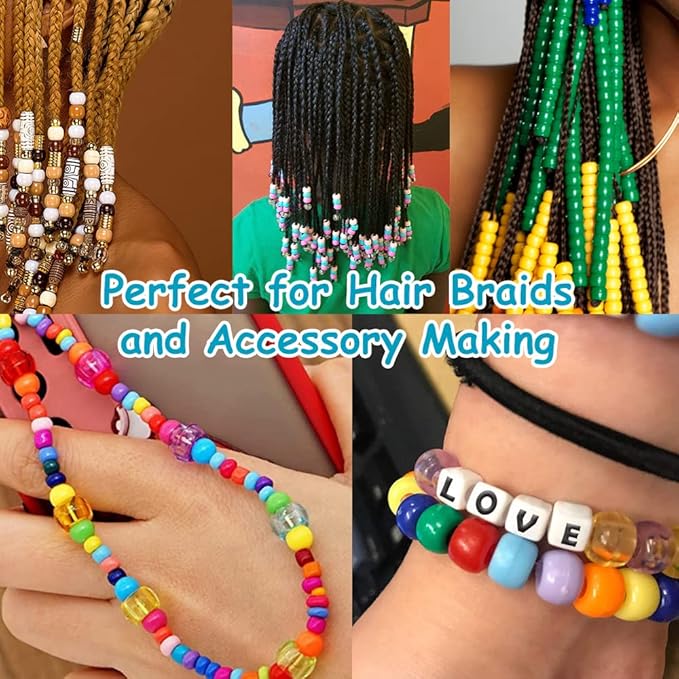 Pony Beads 1100 Pcs, Beads for Jewelry Bracelets Making, Plastic Bead for Crafts - Image 3