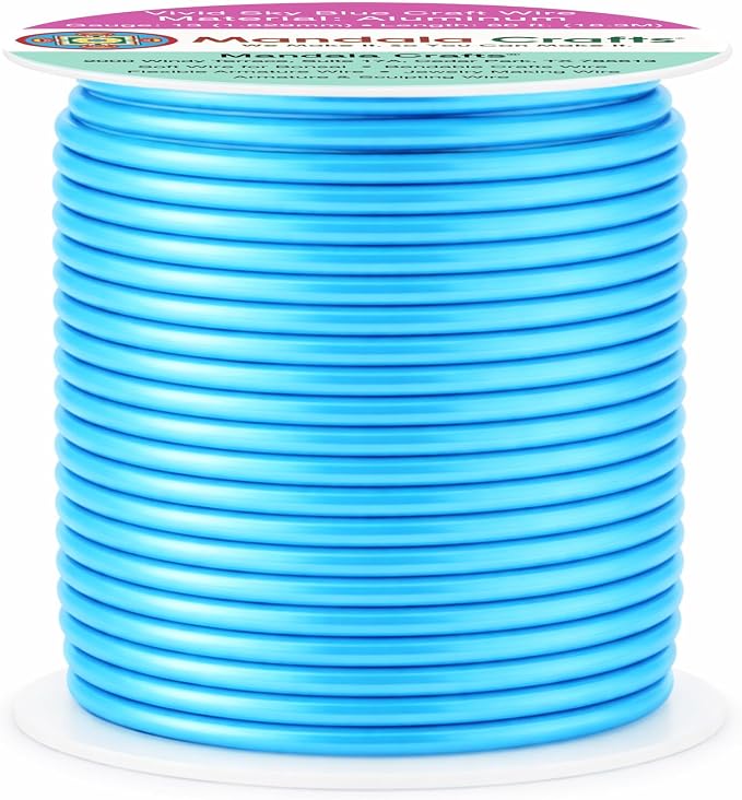 Mandala Crafts 13 Gauge Vivid Sky Blue Anodized Aluminum Craft Wire, 60 FT | - Image 2