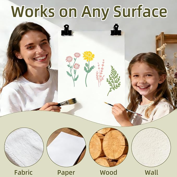 36 PCS Flower Stencils for Painting on Wood, 6x3 Inch Reusable Wildflower - Image 5