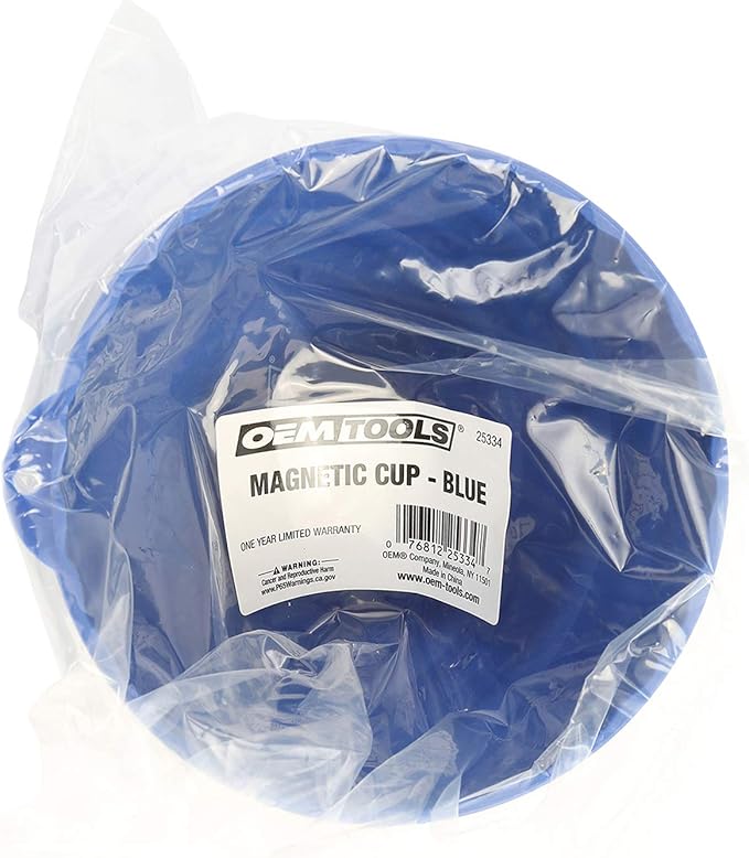 OEMTOOLS 25334 Blue Magnetic Nut Cup, Curved Magnetic Parts Tray Holds Up to 5 Pounds, Attaches To Metal Surfaces, Multi-Use Nuts And Bolts Organizer Made From Durable ABS Plastic