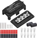 300A Bus Bar 12v Power Distribution Block 4 x 5/16"(M8) Terminal Block Heavy Duty Waterproof Buss Bar Junction Block Marine Battery Bus bar for Automotive Boat Solar System(Black)