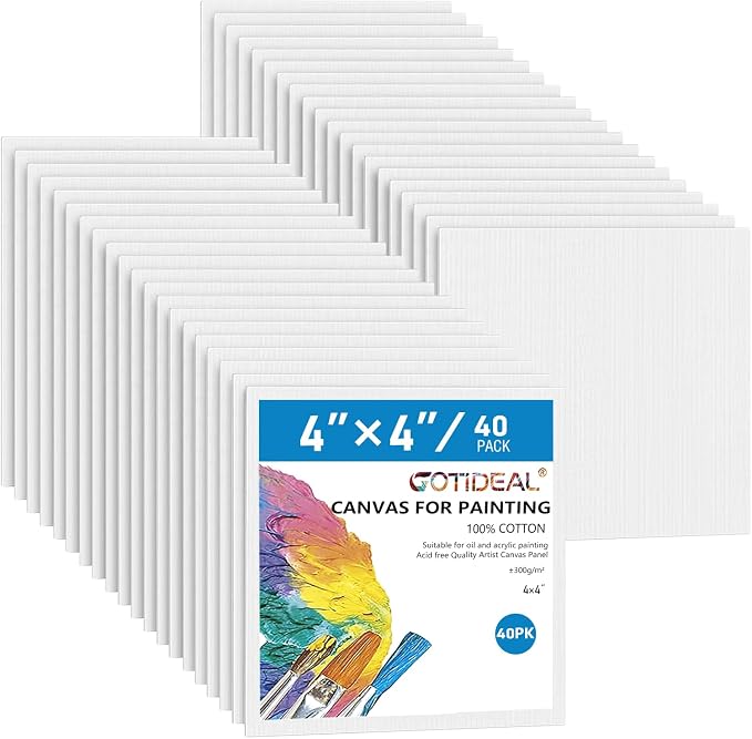 GOTIDEAL 40pcs 4x4 inch White Canvas Panels by GOTIDEAL