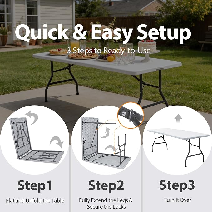 SUPER DEAL 8FT Folding Picnic Table - Image 6