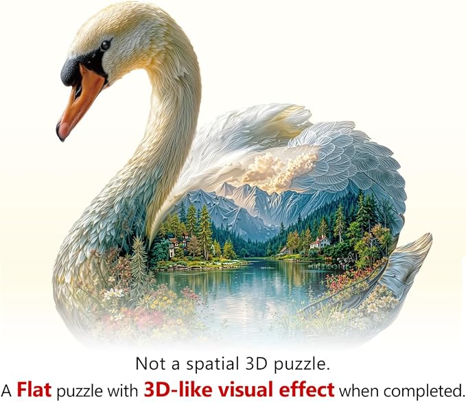 Swan Dream Puzzles Adults Gifts Wooden 90 Pieces 8.5 * 8in - Image 9