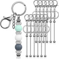 Tondiamo 12 Pcs Beadable Keychains Bars Bulk Blank Beaded Metal Keychain by Tondiamo