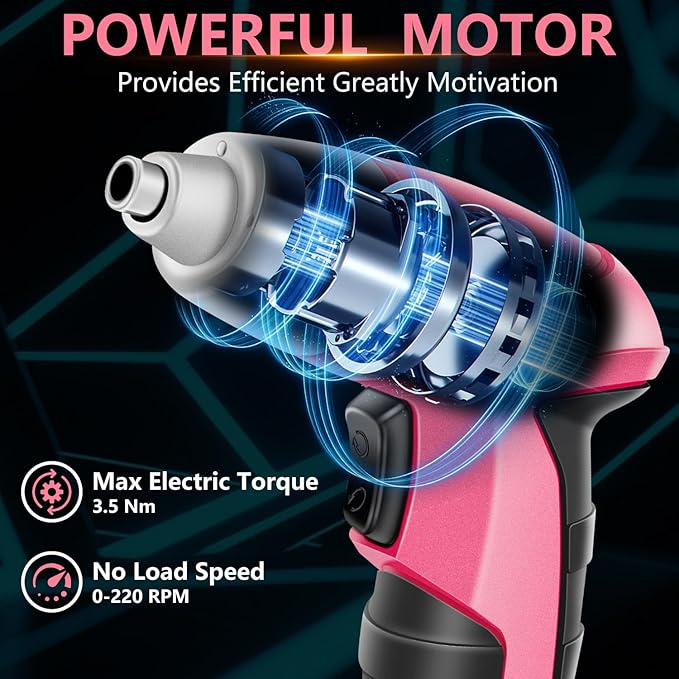 Pink Household Tool Set with 3.6V USB Electric Screwdriver, 112 PCS Home Tool Kit with Cordless Lithium-ion Drill Driver, Hand Tool Kits for Women