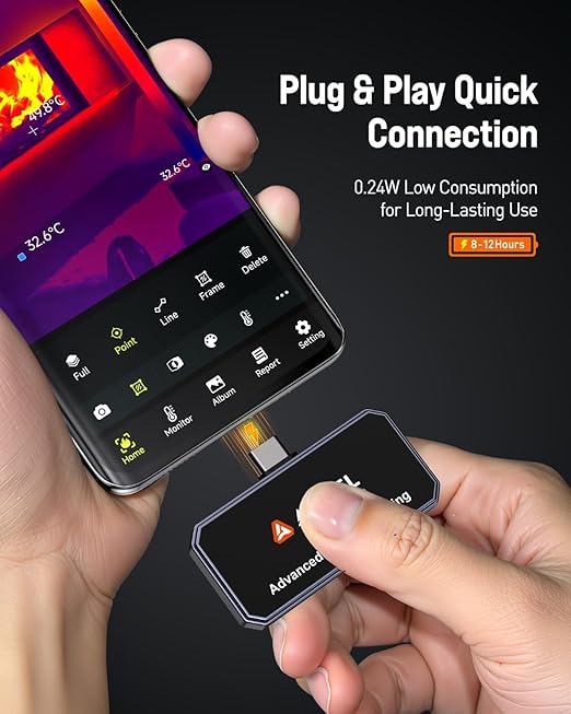 ANCEL IR101 Thermal Camera, 512x384 IR Resolution Thermal Imaging Camera for Android (USB-C), 25Hz Real-Time Diagnostic Infrared Camera, 0.24W Thermal Imager for Home/PCB Inspection/Automotive Repair