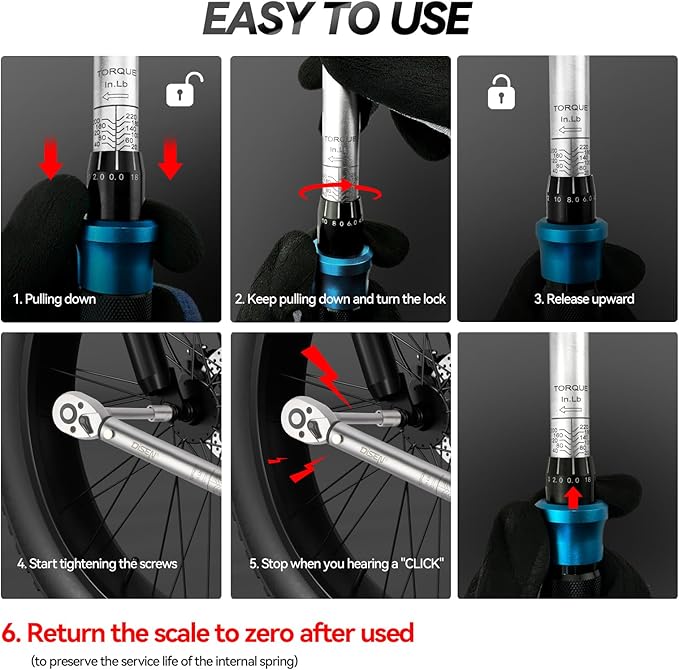 DISEN 1/2-Inch Drive Click Torque Wrench, 30-170 ft.lb/40-220Nm Torque Wrench, 72 Tooth Dual-Direction Adjustable Ratchet Torque Wrench for Bike, Motorcycle and Car Repair