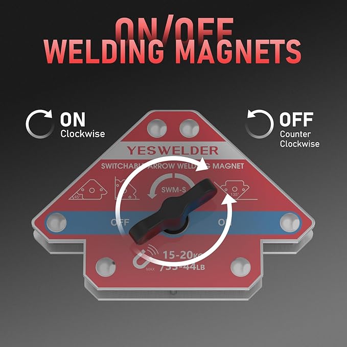 YESWELDER Switchable Arrow Welding Magnet 33-44LBs On/Off Switch Arrow Magnetic Welding Holder