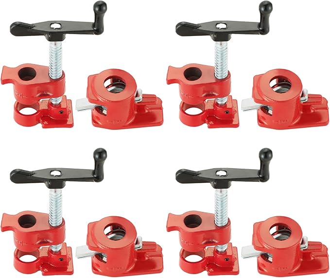Wood Gluing Pipe Clamp Set | 1/2" Heavy Duty Woodworking Cast Iron Pipe Clamps Quick Release Pipe Wood Clamps (4 Pack, 1/2")
