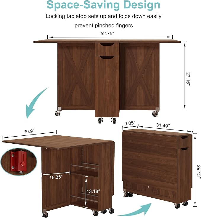 3imothrix Folding Dining Table, Dinner Table - Image 6