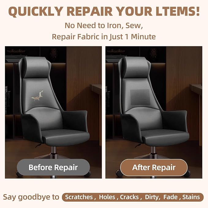 Leather Repair Patch, Strong Sticky Repair Patch Self Adhesive Waterproof, DIY Large Leather Patches for Couches, Furniture, Sofa, Car, Chair (Black, 3.5X79 inch)