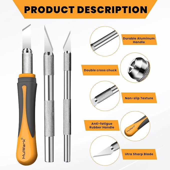 MulWark Exacto Knife Set | Craft Knife Kit | 16pc Precision Craft Hobby Kit - Image 5