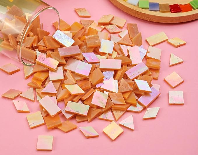 Lanyani Iridescent Glass Mosaic Tiles Supplies 200 Pieces Iridized Stained - Image 5