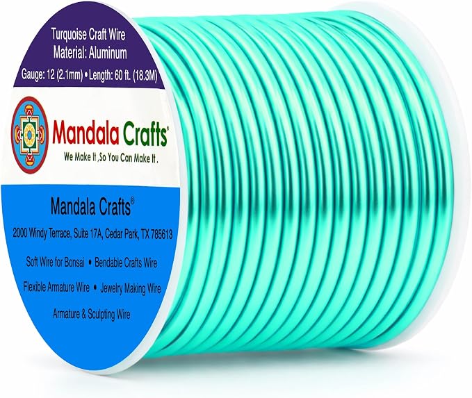 Mandala Crafts 12 Gauge Turquoise Anodized Aluminum Craft Wire, 60 FT | Colored by MandalaCrafts