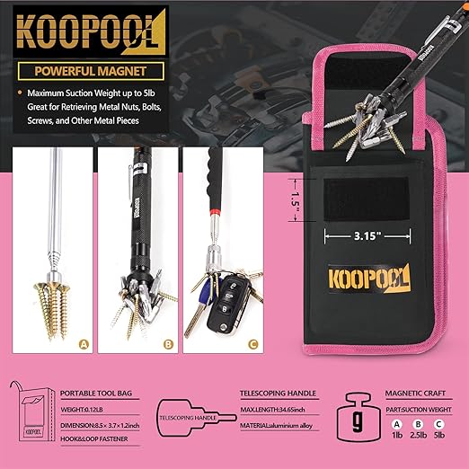 Telescoping Magnetic Pickup Tool Set, Inspection Mirror Telescoping, LED Flashlight, Cool Gadgets for Men, Gifts for Dad, Husband, Kids, Boyfriend, Magnet Stick