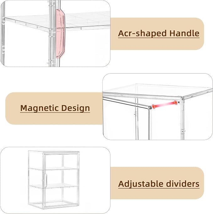 Attelite Acrylic Display Case for Collectibles Adjustable 3-Tiers，1Pack | 3 - Image 9