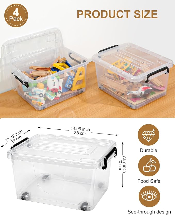 NUMIFUN 15QT Storage Bins with lids, Stackable Space Saver - Image 3