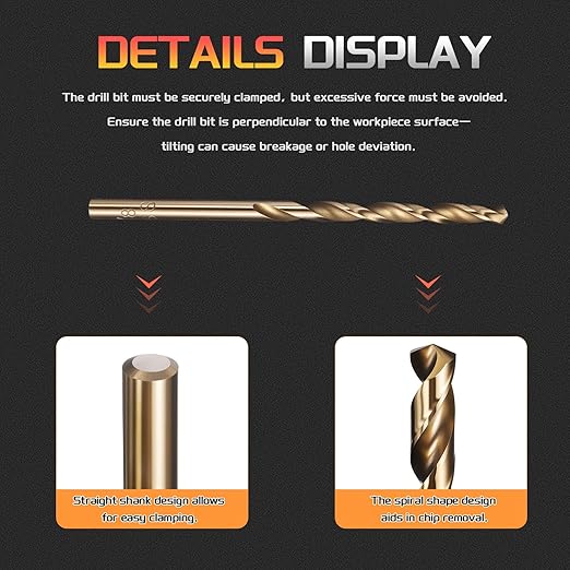 Drill Bit, 7/64" Cutting Diameter (2.778mm), 4241 HSS Gold 118° Cutting Angle Versatile Jobber Bits - (Applications: for Drilling Plastic Wood Soft Thin Metal), 2-Pieces