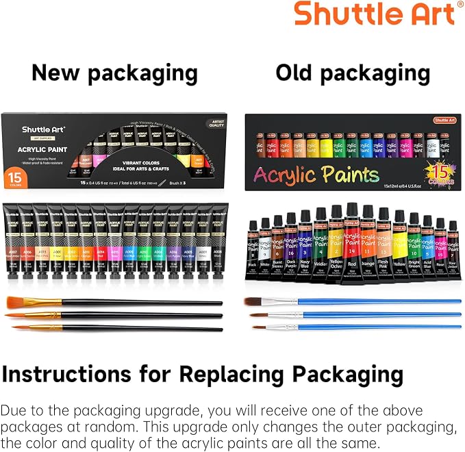 Shuttle Art Acrylic Paint Set, 15 x 12ml Tubes Artist Quality Non Toxic Rich - Image 9