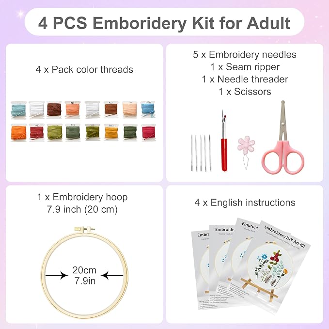 Huacan Embroidery Kit for Beginners - Image 2