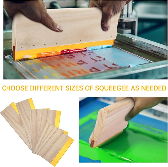 Barydat 6 Pcs Rubber Screen Printing Squeegee Wooden Ink Scraper 75 Durometer - Image 6