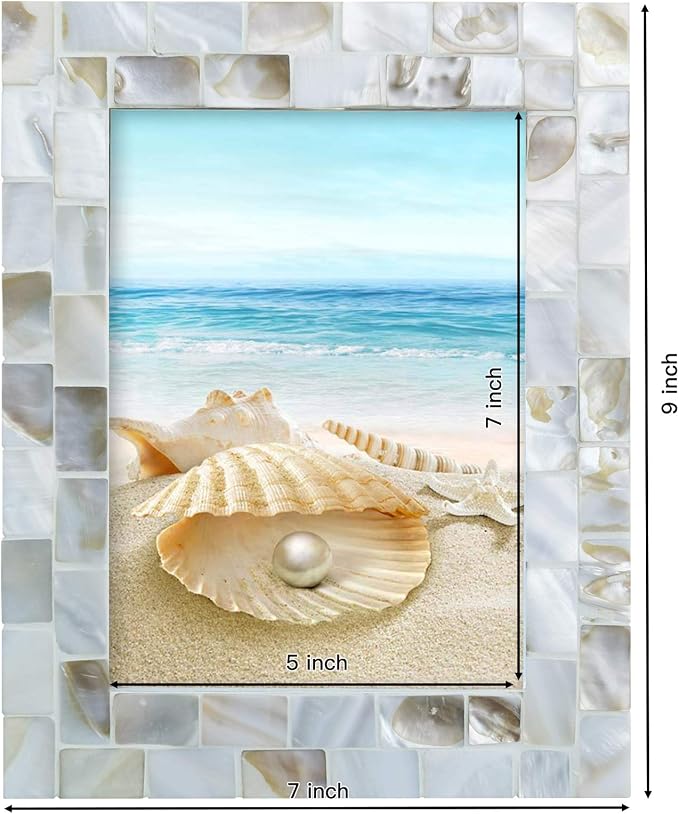 Handmade Picture Frames, Unique Natural Style, Chic Mosaic Beach Picture Frame - Image 2