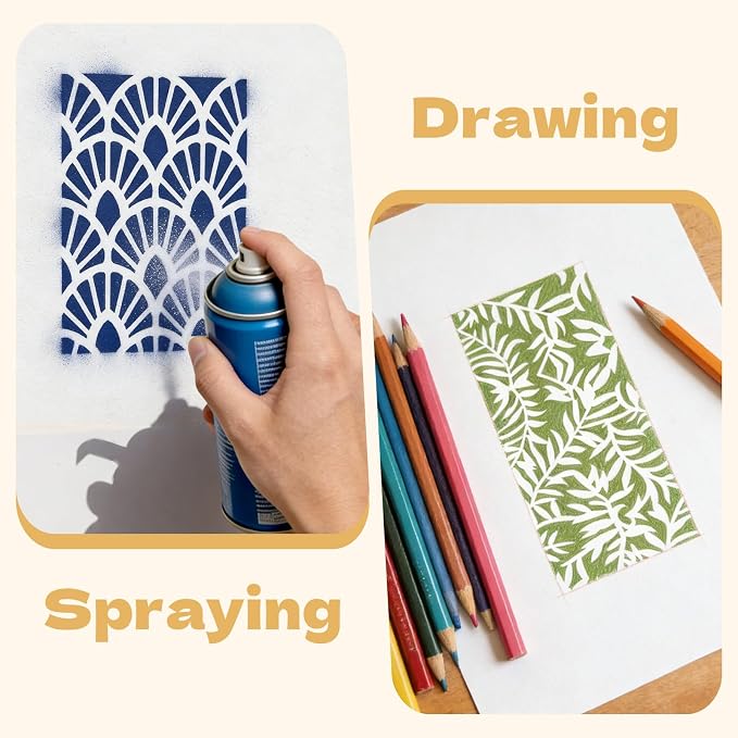 18 Pcs Mixed Stencils for Crafts Reusable Layering Templates Featuring Leaf - Image 6