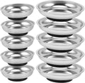 ZOENHOU 10 PCS 4” 6” Round Magnetic Tray, Stainless Steel Magnet Parts Tools Trays Parts Screw Holder Metal Collector for Mechanics Hobbyists Woodworker