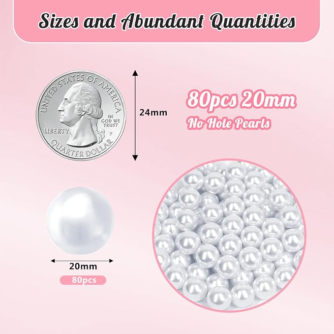 80PCS 20mm Pearls for Crafting, Artificial Pearl Beads for Vase Filler - Image 2