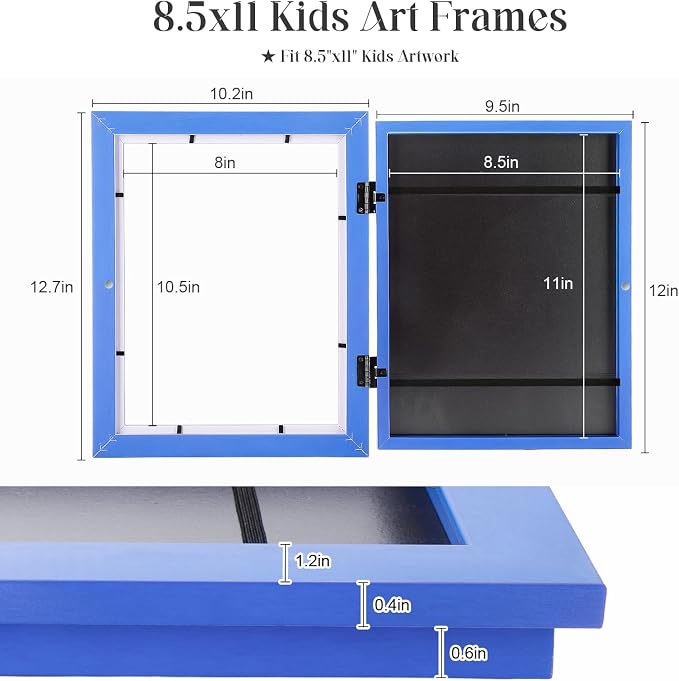 Kids Art Frames, 8.5x11 Front Opening Kids Artwork Frames Changeable, Skyblue - Image 4