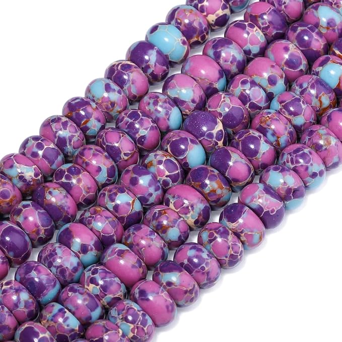 Songxi 5x8mm Natural Purple Blue Emperor Stone Rondelle Beads, Gemstone - Image 3