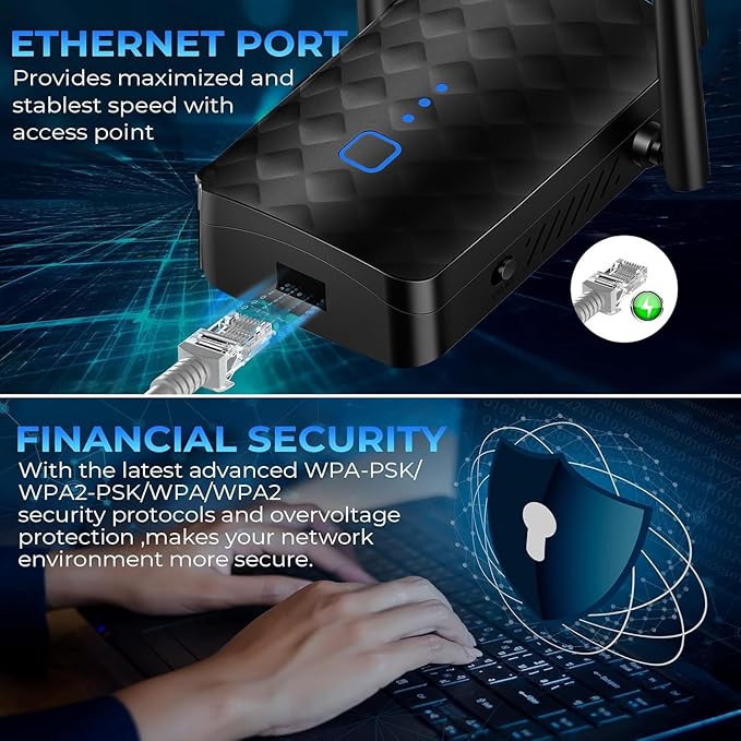 WiFi Extender 100Mbps - Stable Speed for Daily Use, Long-Range Coverage, One-Click Setup (100M) (100M)