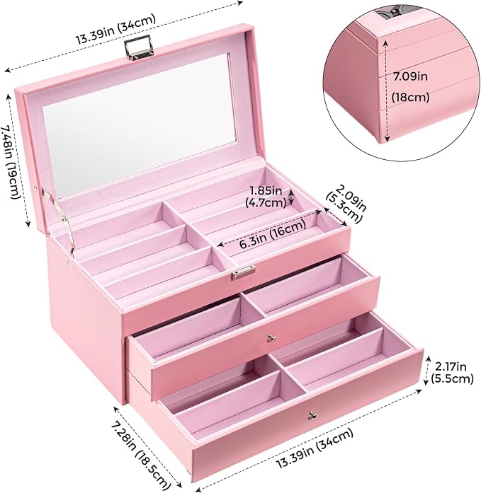 ProCase 3-layer Sunglasses Storage Organizer, 18 Slots Leather Sunglass Box - Image 6