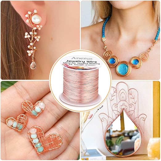 22 Gauge Jewelry Wire, Anezus Rose Gold Craft Wire Tarnish Resistant Copper - Image 6