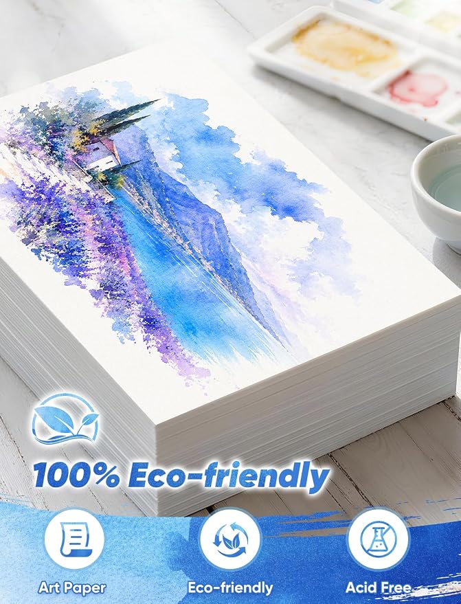 82 Sheets Watercolor Paper Bulk 9"x12", 110lb/230gsm Cold Press Thick Water - Image 3