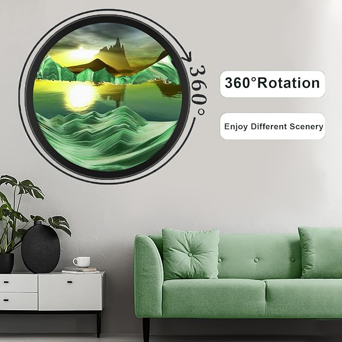 TNSLGHS Moving Sand Art, Wall Mounted Sand Art Liquid Motion, 360°Rotate Moving - Image 2
