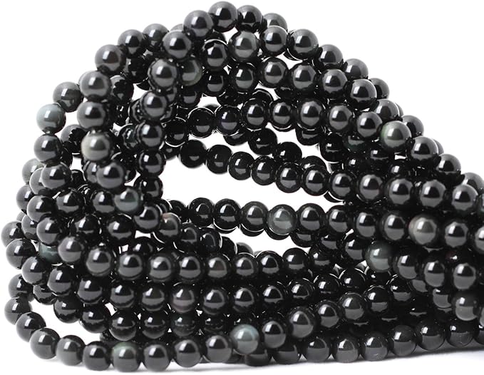 60PCS 6mm Natural Black Obsidian Gemstone Round Loose Beads Crystal Energy - Image 3