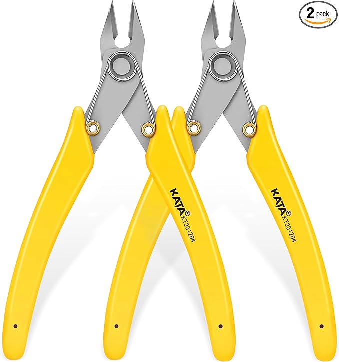 KATA 2Pack Micro Wire Cutters For Electronics Flush cutters, 5.5 Inch Precision Micro Cutters for Cut Precision Electronics, Jewelry, Soft Copper Wire, Cables