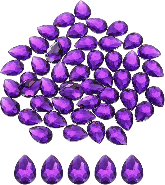 MECCANIXITY 50PCS Flat Back Acrylic Teardrop Gems 13x18mm Artificial Rhinestones by MECCANIXITY