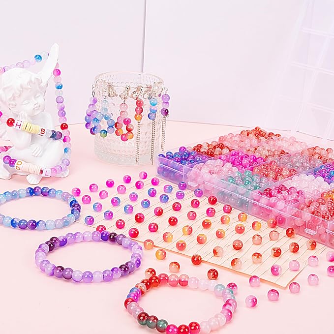 XSEINO About 1200+ pcs 6mm Glass Beads Bracelet Making Kit, 24 Assorted Red - Image 7