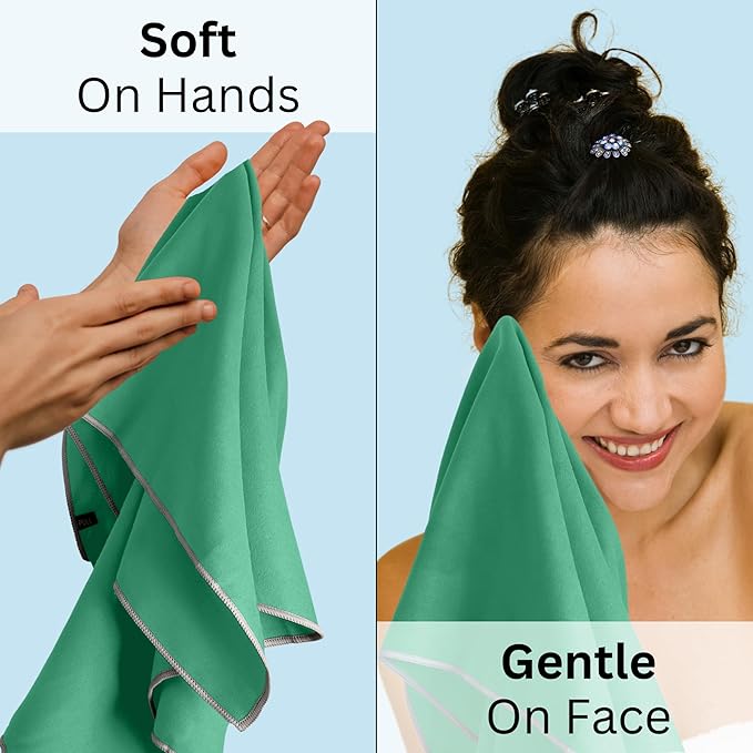 Backpacking Ultralight Quick Dry Microfiber Soft Fast Drying Hand and Face Towel Wash Cloth Camping Yoga Hiking Active Lifestyle Small (Green, Medium)
