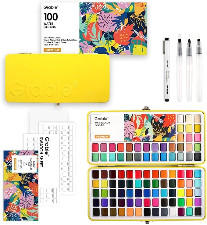 Grabie 100 Colors Premium All-In-One Watercolor Paint Set by Grabie