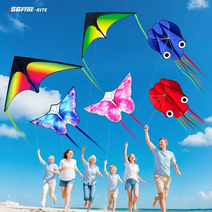 SGftre 3 Piece Set Butterfly Delta Octopus Kites - Image 3