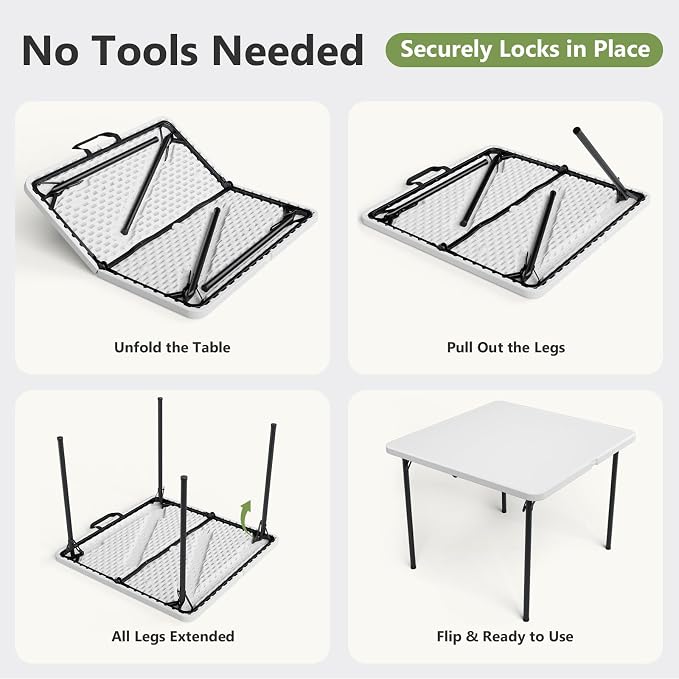 Folding Table, 36 Inch Square Foldable Card Table - Image 7