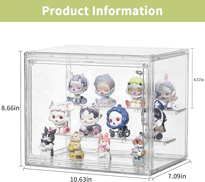 Clear Acrylic Display Case, 4 Pack 3 Tier Adjustable Display Box Stand - Image 2