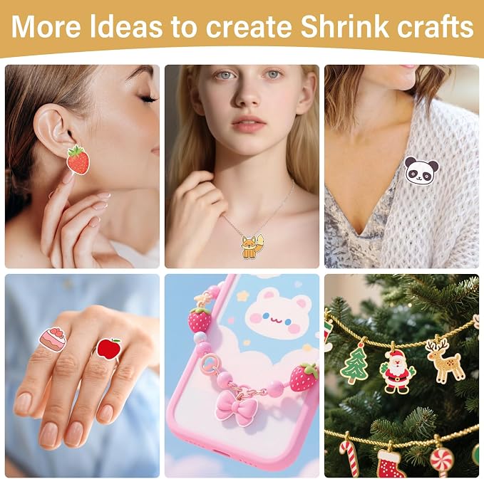 161 Pcs Shrink Paper Keychain Kit, 30 Shrink Plastic Sheets - Image 7