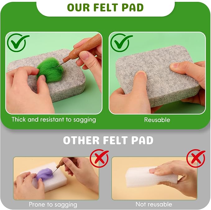 Needle Felting Kit for Beginners, 28 Colors Wool Roving DIY Succulent Plants - Image 5
