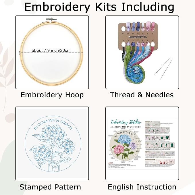 Nuberlic Hydrangea Embroidery Kits - Image 6